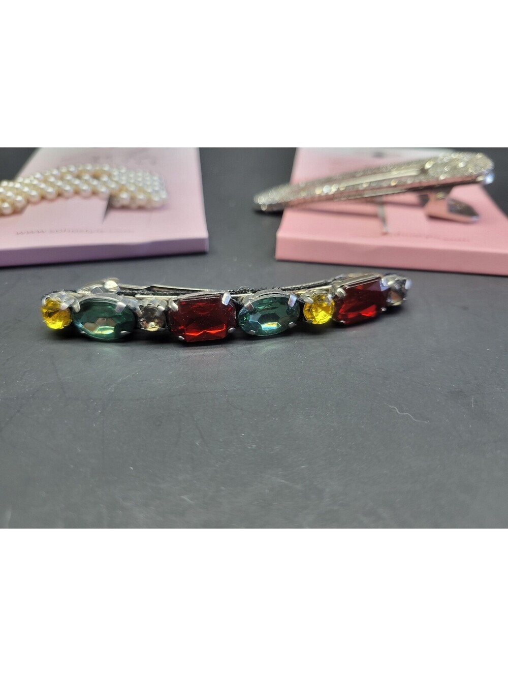 3 Pc SOHO Girls Hair Clip Alligator Barrette - Rhinestone, Pearl, & Jeweled - Picture 5 of 13